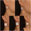 Dangle Lustre Femmes Mode Baroque Perle Boucles D'oreilles Élégant 18K Or Papillon Rose Fleur Imprimé Femme Boucle D'oreille Bijoux En Gros Dhzbm