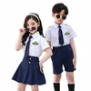 Ensemble d'uniforme scolaire pour les élèves du primaire, uniforme de classe de style britannique d'été, vêtements photo pour enfants diplômés du collège H6DW #