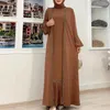 Etnische kleding 2-delige abaya met slip Mouwloze binnenjurk Bijpassende moslimset Effen abaya's voor vrouwen Dubai Turkije Afrikaanse islamjurk