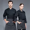 Jaqueta preta masculina do Chef e uniformes de trabalho para mulheres Bakery Cook Uniform Hotel Waiter Apr ajustável Cafe Chef Cooking Cap I40N #