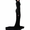 Solid Color Halen Dr Gothic Black Hooded Dr V Neck Women LG Sleeve Maxi Dr Flying Sleeve Vintage Vacati Outfit V87s#