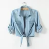 Primavera verão estilo coreano curto xale camisa 2020 mulheres denim arco jeans pequena capa camisas bs063 q7ky #