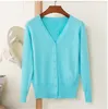 2020 Spring Cardigan Women Korean V Neck Knitted Cardigan Feminino Ladies Lg Sleeve Loose Butts Cardigan Thin Coat ZY3603 W29C#