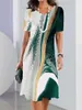 2023 Vestidos para mujer Vintage con estampado texturizado Top de manga corta Falda de moda Verano de gran tamaño Y2k Ropa informal para mujer 240327