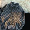 Casual overhemden voor heren Gmiixder gestreept vintage overhemdlook lente herfst Koreaanse blouse met lange mouwen Cityboy Japanse jas met knopen