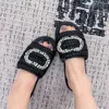 Designer C Slippers with the highest quality New Fashion Hemp Rope Woven Water Diamond Small Fragrance Flat Bottom Slippers Womens Slippers Sandals EUR34-40