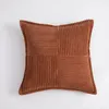 Housse de coussin souple en velours côtelé, 45x45cm, étui solide à rayures, Orange, crème, marron, décoration de la maison, salon, chambre à coucher, canapé, chaise