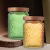 Garrafas de armazenamento 2 pcs vidro begonia flor jar titular de doces com tampa fornecimento recipiente de vasilha de chá conveniente