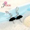 Necklace Earrings Set Unique Design Dancing Girl Dress Pendant For Party CZ 925 Sterling Silver Bridal Wedding Jewelry