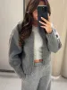 FI Kint Gray Zippers Women Cardigan Sweater Spring LG Sleeve Pleater Female Sweaters 2024 Elegant Casual Lady Outwear C0DM#