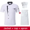 Korte Mouw Chef-kok Jas Set Hotel Keuken Werk Uniform Kok Restaurant Koken Shirts + Hoed + April U2ed #