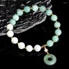 Strand JD – perle de coquillage naturelle avec boucle de paix en Jade du Myanmar, pendentif Vintage de luxe pour femmes, bijoux de guérison de Yoga extensible