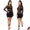 Vestidos casuais básicos y preto bodycon festa ver através de manga longa malha glitter saco hip mini vestido outono inverno clube noite outfits dhfyv