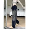 Calças de brim femininas qweek harajuku vintage y2k gótico moda oversized denim calças coreano streetwear estilo hippie calças largas perna