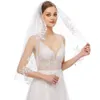 women's White Lace Short Wedding Bridal Veil With Comb 2 Tier 2024 R0rI#