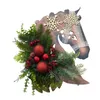 Decoratieve Bloemen Paardenhoofd Krans Kerst Dressuur Houten Deur Hangend Lente Muur Herfst Met Pompoenen