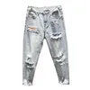 Pantaloni larghi in denim a nove punti larghi con foro grande da uomo Jeans larghi per uomo Y2k Streetwear G8Tu #