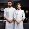 branco lg manga chef jaqueta Hotel chef casaco T-shirt chef uniforme restaurante casaco Padaria respirável cozinhar roupas logotipo M8eV #