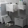Tvättpåsar vikbar korg med väggfästen för rymdbesparande; Japansk stil; Plastförvaringsbehållare