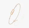Mother's Day Gift Luxury Jewelry Romantic M-Series Design Women's Charm Bracelet Classic 925 Silver 18K Rose Gold Geometric Diamond Smooth Three Diamond Gift