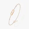 M Series Design Fashionable Women's Charm Bracelet Classic 925 Silver 18K Rose Gold Luxury Jewelry Silver Geometric Diamond Smooth Three Diamonds Mother's Day Gift