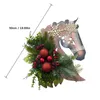 Decoratieve Bloemen Paardenhoofd Krans Kerst Dressuur Houten Deur Hangend Lente Muur Herfst Met Pompoenen