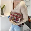 Schoudertassen Etnische Stijl Dames Kwastje Gevlochten Kleine Tas Eenvoudige Veelzijdige Single Crossbody Heuptasje