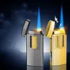 Nouveau coupe-vent direct flamme bleue feu métal Turbine torche cuisine Barbecue Camping allume-cigare outil extérieur haut de gamme cadeau pour hommes