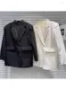 Kadınlar Suits High Street Est Moda 2024 Tasarımcı Ceket Çift Kruvaze Tokalı Rhinestone Elmaslar Boncuklu Blazer