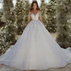 Princ elegante abito da sposa per la donna applique manica Lg sexy scollo a V backl raso 2024 abiti da sposa abiti para mujer C0ip #