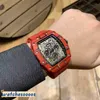 Mens Watch Designer Watches Hareketi Otomatik Lüks Business Boş Boş Zamanlı Karbon Fiber Kırmızı Kişilik Erkek Oto