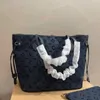 Letras padrão feminino designer jumbo denim sacola de compras com alça de couro pequena bolsa de moedas grande capacidade bolsa de ombro ao ar livre 32x28cm