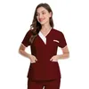 Pflege Scrubs T-Shirt Scrubs Uniformen Frauen Kurzarm V-Ausschnitt Laboruniform Overalls Tasche Pflege Pfleger Tops Bluse Overalls i1JQ #