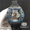 Роскошные мужские механические часы Engrwolf Watch RM53-01 Series 2824 Автоматическая механическая углеродная волокна Черная лента Мужчины высшее качество.