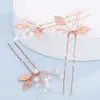 3pcs sier perle foglie pin per capelli per peli da sposa Accories fiorpins oro da sposa femmina festa della sposa headpiece tiaras a6kt#