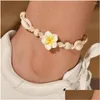 Anklets Bohemia Natural Shell For Women Foot Jewelry Beach Flower Bracelet Ankle On Leg Chians Strap Accessories Drop Delivery Otc1U