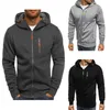 Herrhuvtröja tröja Cardigan Hooded Jacket Zipper Pocket Jacquard Sports Fitness Outdoor Leisure Running Solid Color Sportswear