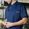 Hotel Küche Chef Jacke Restaurant Atmungsaktive Koch Uniform Catering Dünne Kurzarm Bäckerei Doppel-brust Männer Kellner Overalls n7Qc #