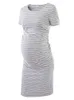 Платья для беременных 2019 Новые повседневные модные модные платья для беременных из чистого хлопка с коротким рукавом в полоску для беременных L2403