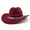 Sombreros de ala ancha para mujer, sombrero de fieltro de vaquero occidental para hombre y mujer, gorra Fedora a la moda, gorras simples de fieltro, novedad de 2024