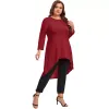 plus la taille Lg manches élégantes printemps automne tuniques femmes Lg Hi Low Fit Flare Swing Blouse grande taille lâche T-shirt 6XL 7XL g2bb #