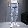 2022 Nieuwe Mannen Skinny Ripped Jeans Mannen Fi Casual Elastische Cott Slanke Denim Broek Mannelijke Merk Kleding Broek Mannen jeans 64E7 #