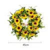 Decorative Flowers Sunflower Wreath Farmhouse Sign For Front Door Hanging Wooden Home Decorations Wall