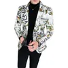 Men's Suits 2024 Spring And Autumn Product Fashionable Trendy Letter Printed Small Suit Fragmented Flower For Men