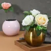 Vasos Moda Vaso de Aço Inoxidável Vaso de Metal Flor Recipiente Organizador Polido Flowerpot