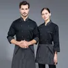Jaqueta preta masculina do Chef e uniformes de trabalho para mulheres Bakery Cook Uniform Hotel Waiter Apr ajustável Cafe Chef Cooking Cap I40N #