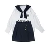 Japon kızının bahar sonbahar lg kollu denizci takım elbise üst etekleri jk okul üniforma sınıf öğrencileri kumaş u5wd#