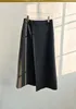 Skirts Winter Charcoal Gray High-waist Wrap Wool Mid-length Skirt