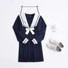 navy blue Anime Sailor Suit Cosplay Costumes JK Uniform School Shirt Skirt Bow Suit Short /Lg Sleeves Full Set For Women Girls N726#