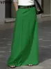 Plus vonda eleganckie lg spódnice kobiety fi solidne kolory maxi spódnica plisowana swoboda luźne kieszenie na wysokim talii vintage dna R4RQ#